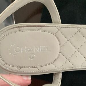 CHANEL Women's Quilted Cream Sandals